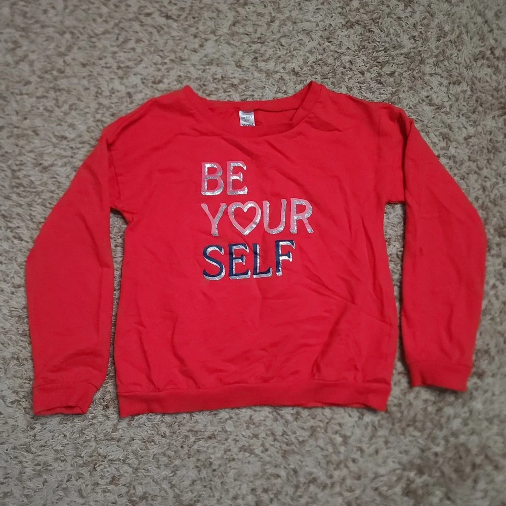 Carter's Kid Girls‎ 14/14A Red Long Sleeve Be Yourself Sweater